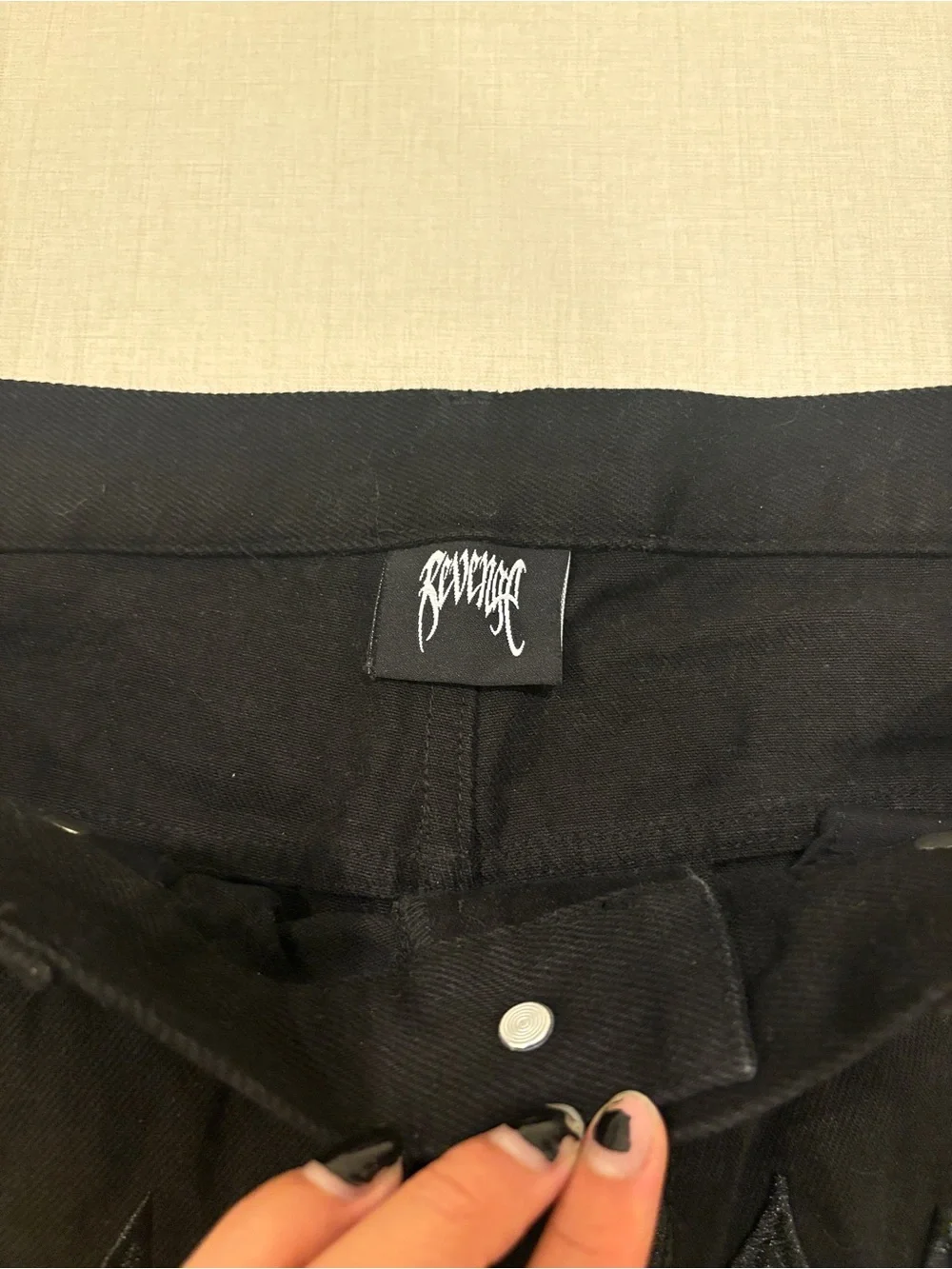 Revenge Black OG Embroidered Logo Denim Pant — Size Medium